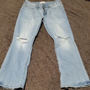 KanCan Light Blue Distressed kick  Flare Jeans